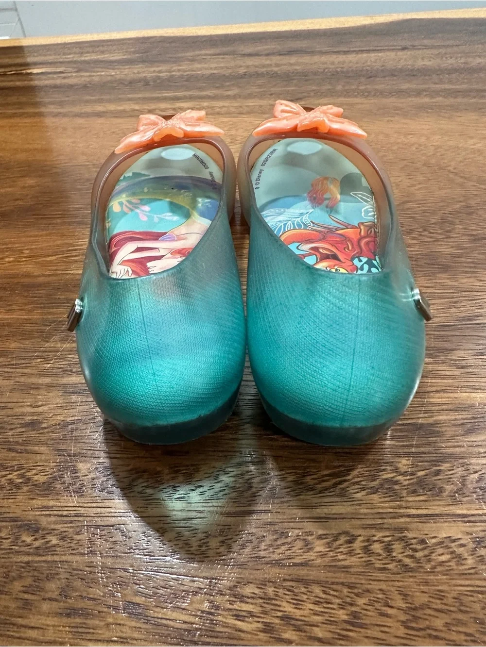 Mini Melissa Disney Ariel Jelly Vinyl Slip-On Peep Toe Flats Flower US 1 EU 32